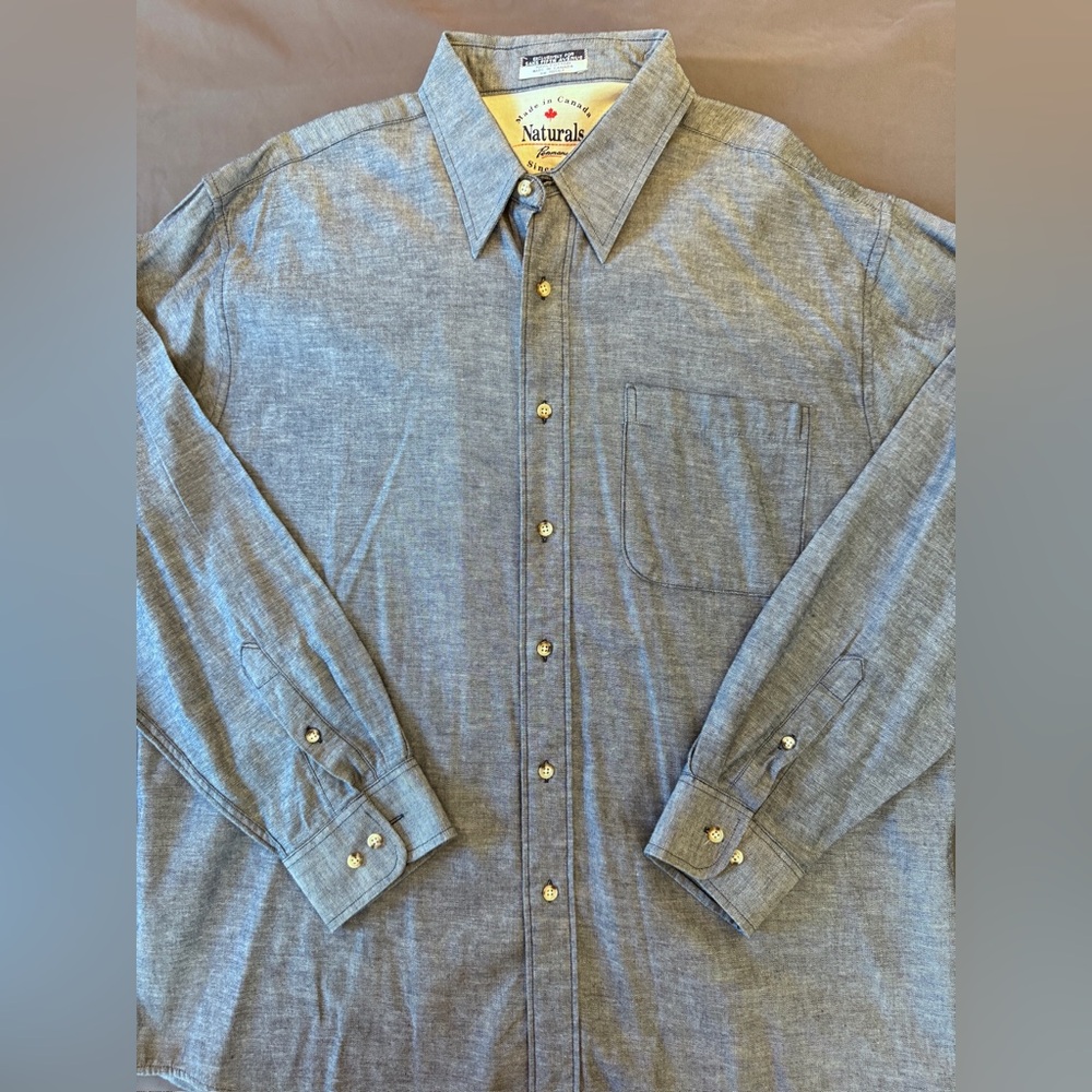 Penman’s Naturals 100% Cotton Blue Long Sleeve Button Shirt 17 / 35 Canada